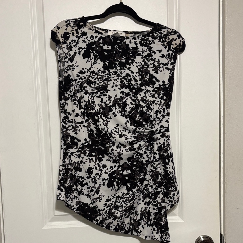 White House Black Market Asymmetrical Black and White Dress